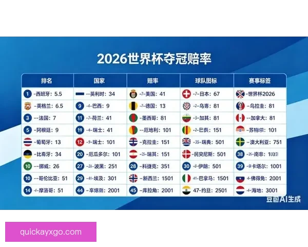世界杯竞猜赔率全解析及热门球队胜负趋势深度预测
